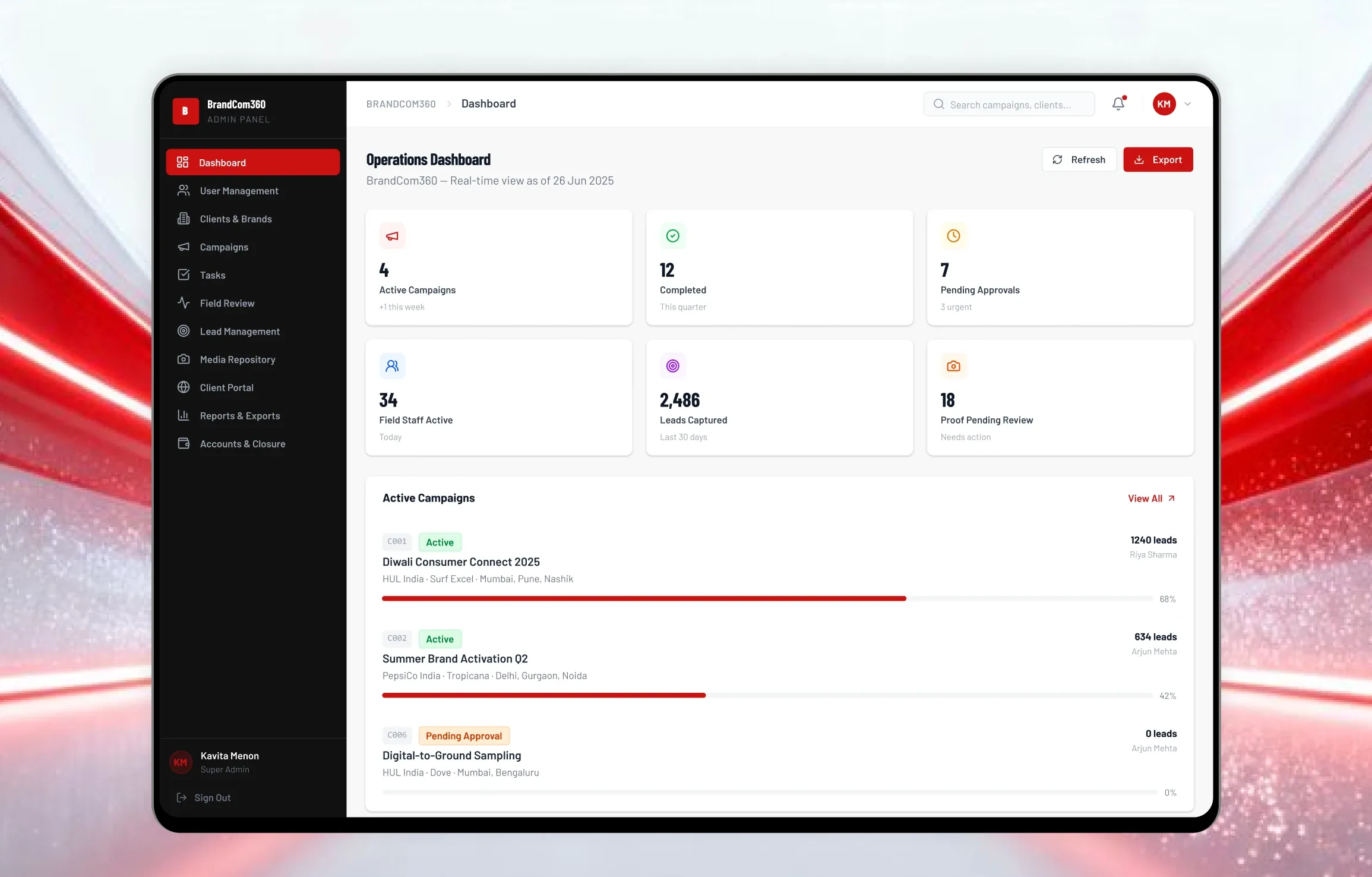 Marketing Operations & Field Team Management Platform